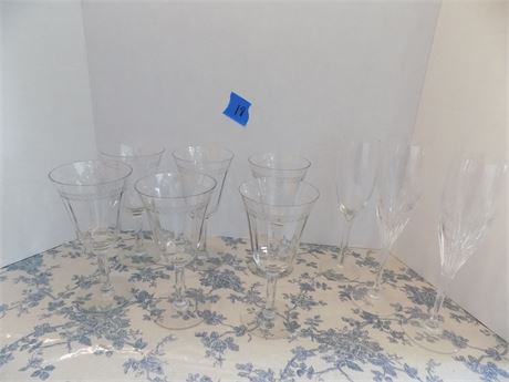 Crystal Glasses, Wine (6) Champagne (3)