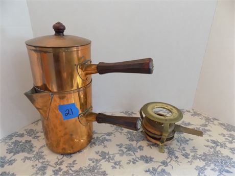 Vintage Revere Ware Copper and Brass Percolator, Handwritten Instructions