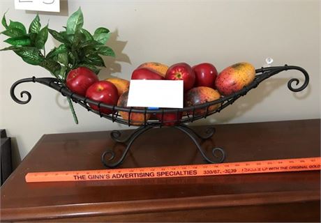 Artificial Fruit in Metal Bowl