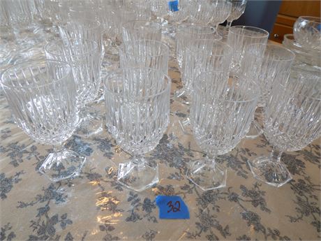 Diamond Point Glass Water Goblets (12)