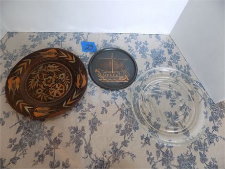 Vintage Decorative Copper and Glass Plates