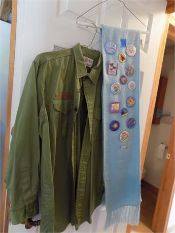 Boy Scout Shirt and Misc Pins on Clothe