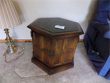 Mid-century Hexagon Wood End Table