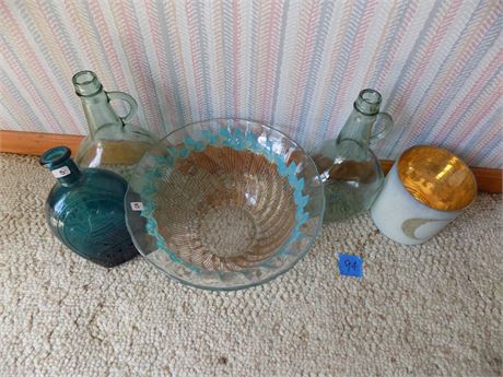 Glass Bowls and Colored Jars