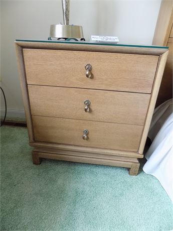 Mid-Century Nightstand, American by Martinsville Nightstand, Glass Top