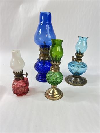 Miniature Oil Lamps Colored