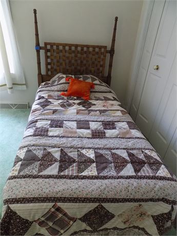 Vintage Twin Bed Woven Headboard