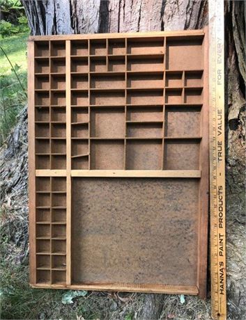 Vintage Letter Press, Wood Wall Cubby with Shelves