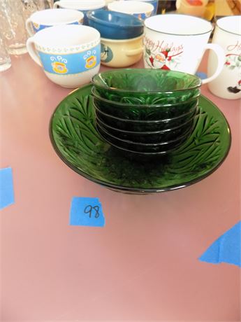 Kitchen Glass Serving Dishes, Green