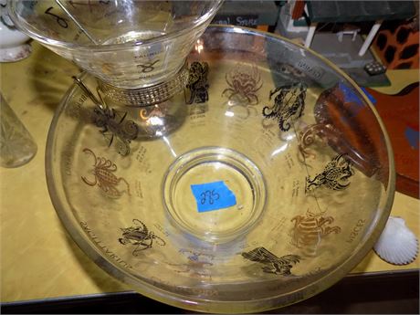 Vintage Zodiak Chip Bowl and Dip Holder