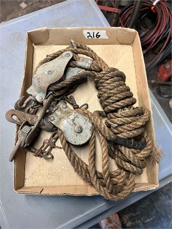 Vintage rope pulley.