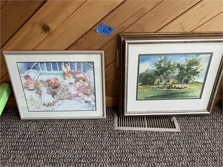 Needlepoint Bear Picture And Watercolor