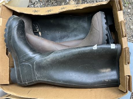 Rubber boots size 8 and 10.