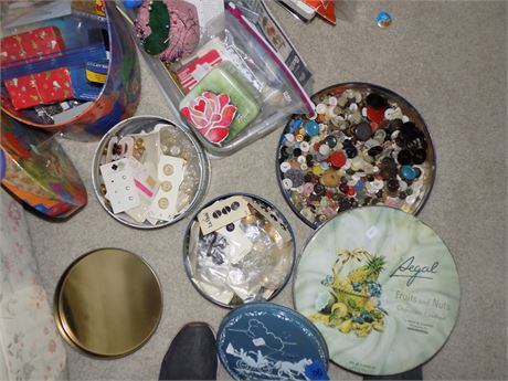 Sewing Buttons Lot, in tins