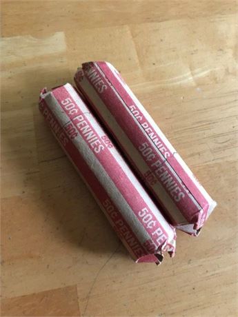 Two Rolls of Wheat Pennies