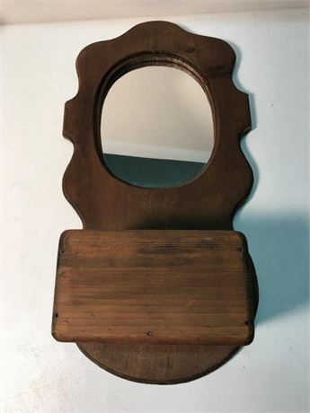 Wooden Wall Mirror & Basket