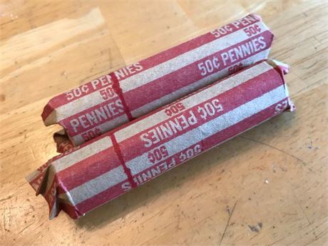 Two Rolls of Wheat Pennies