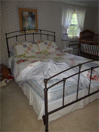 Nice Metal Bed with Mattress and Nightstand Queen
