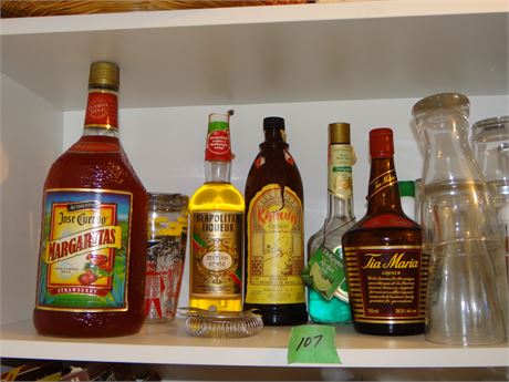 Bottles and Glasses Pantry Top Shelf