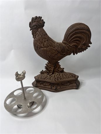 Cast Iron Rooster Door Stopper