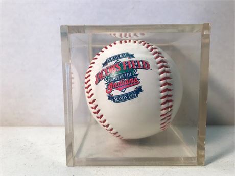 Signed Cleveland Indians Baseball in Protective Case (#2)