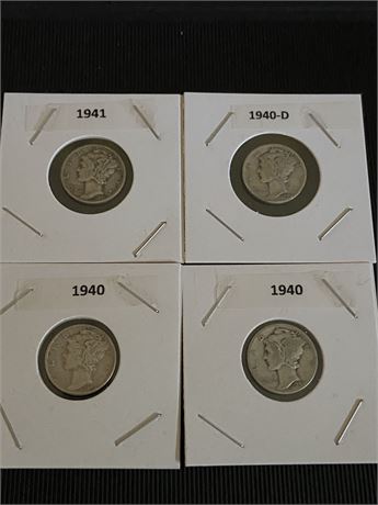 1940,1940,1940-D, 1941 Mercury Dimes