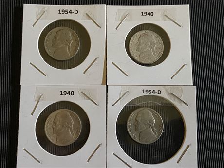 1940, 1940, 1954-D Jefferson Nickels