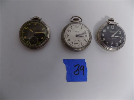 Pocket Watches, Lot of 3, Bull's Eye, Westclox
