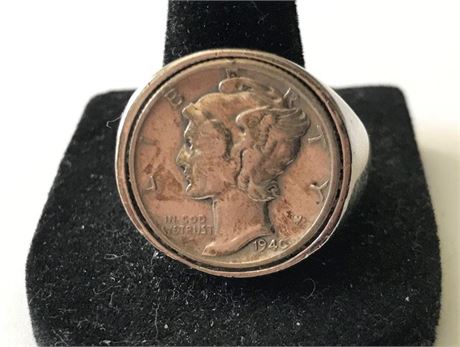 1940 US Dime Stamped Sterling Lind Size (WILL UPDATE) Ring