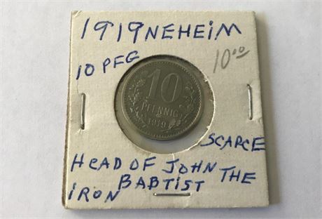 1919 Germany 10 Pfennig Coin
