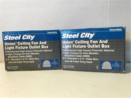 2 Steel City Union Ceiling Fan & Light Fixture Outlet Boxes (#2)