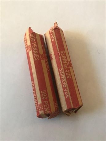 Two Rolls of Wheat Pennies