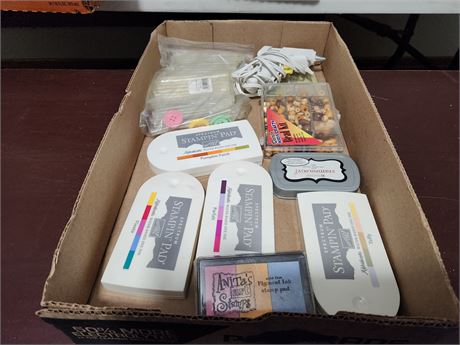 Glue Gun, Glue Sticks, Beads, Stampin Up Ink Pads
