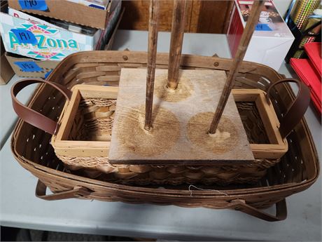 Ribbon Holder, Large Longaberger Basket, & Small Unbranded Basket