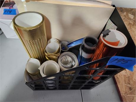 Ribbon & Rolls Of Sticky Shiny Paper