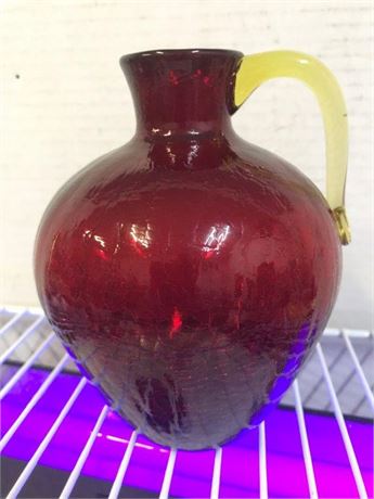 Amberina Crackle Glass Vase