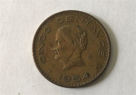 1954 Mexico Cinco Centavos
