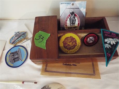 Collectible Patches and Wood Box