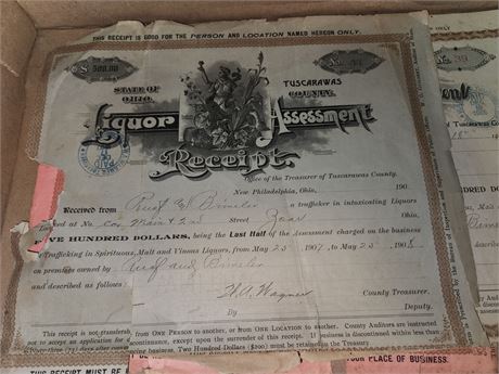 Three 1907 Liquor License