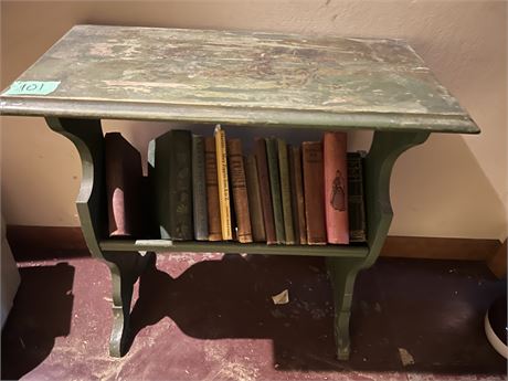 Vtg Books with Table - Attic Top of Stairs