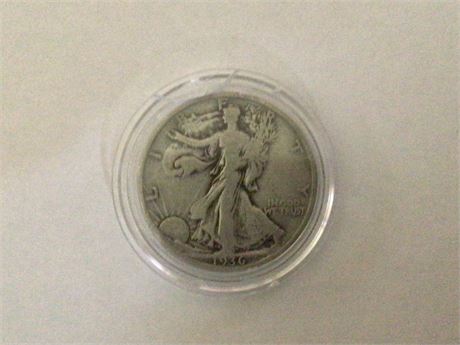 1936 Walking Liberty 1/2 Dollar - Small crack in Plastic