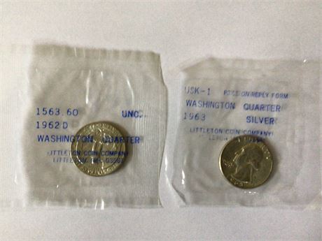 1962-D and 1963 Washington Quarters