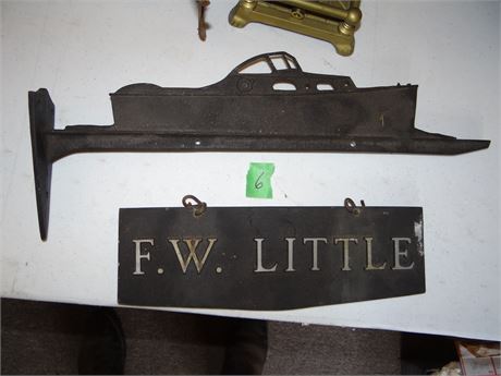 Cast Iron Address Yard Sign Boat