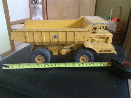 2 vintage toy metal dump trucks