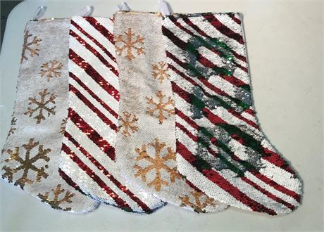 4 Sequin Christmas Stockings