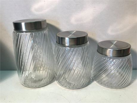 3pc Matching Glass Cannisters