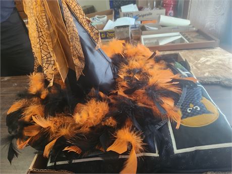 Witches hat and Halloween Pillow