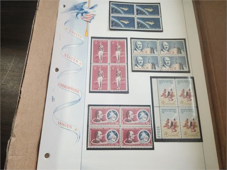 4 pages of Commemorative Stamps in Mint Condition