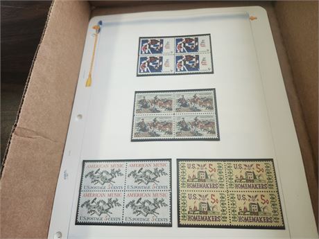 4 pages of Commemorative Stamps in Mint Condition