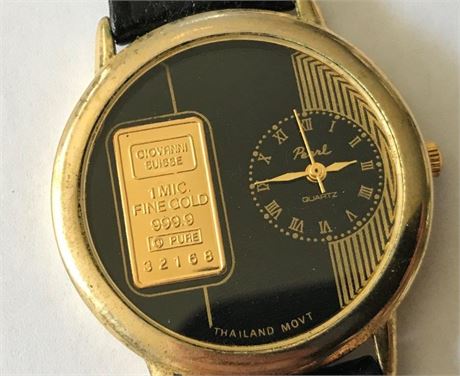 Pearl Quartz Watch with Stamped Giovanni Suisse 1 Mic. Fine Gold